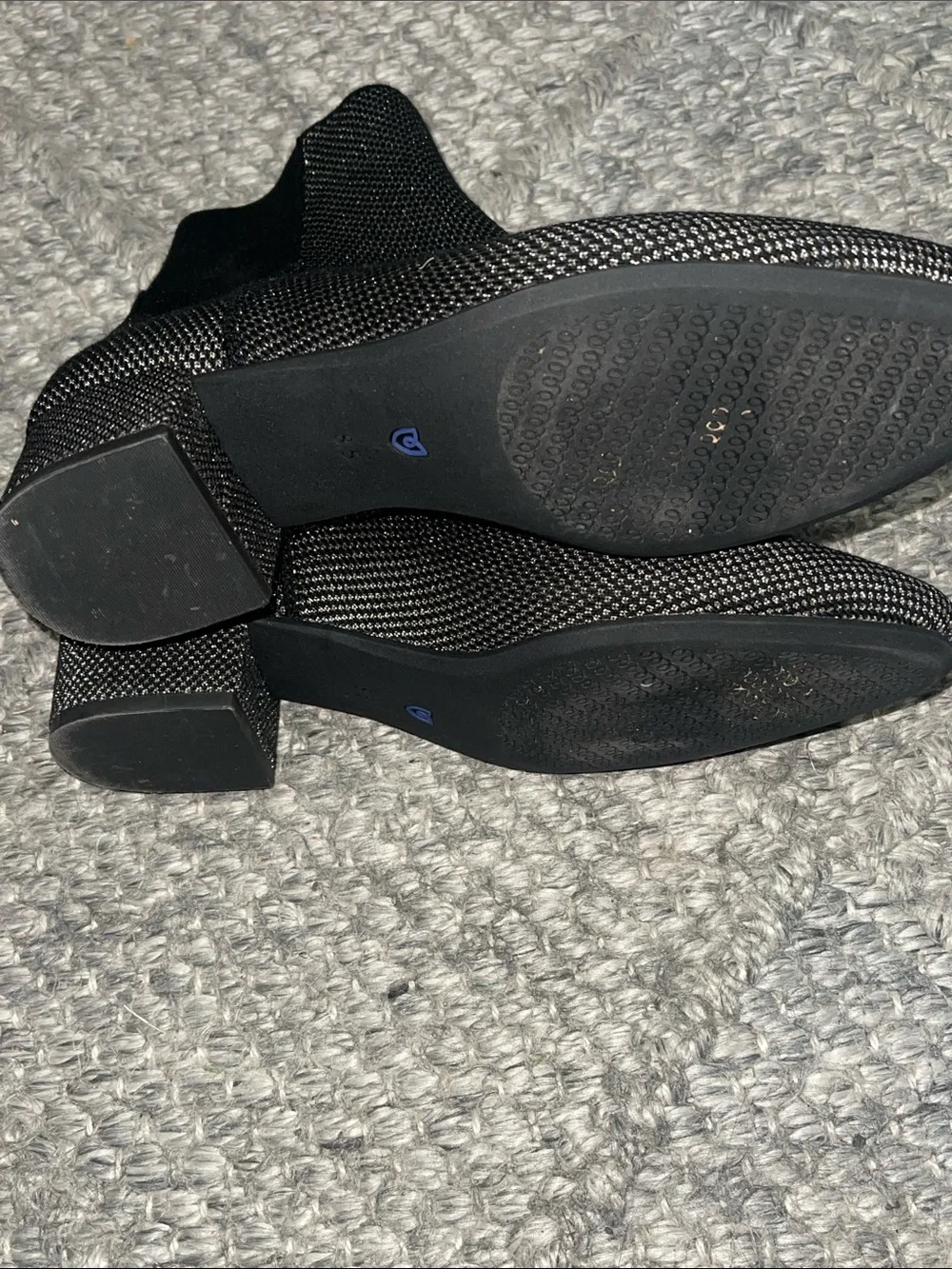 Rothy's Black and Gray Knit Ankle Bootie